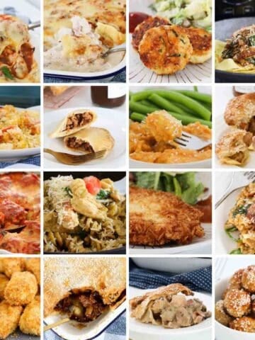 A collage of family dinners using chicken.