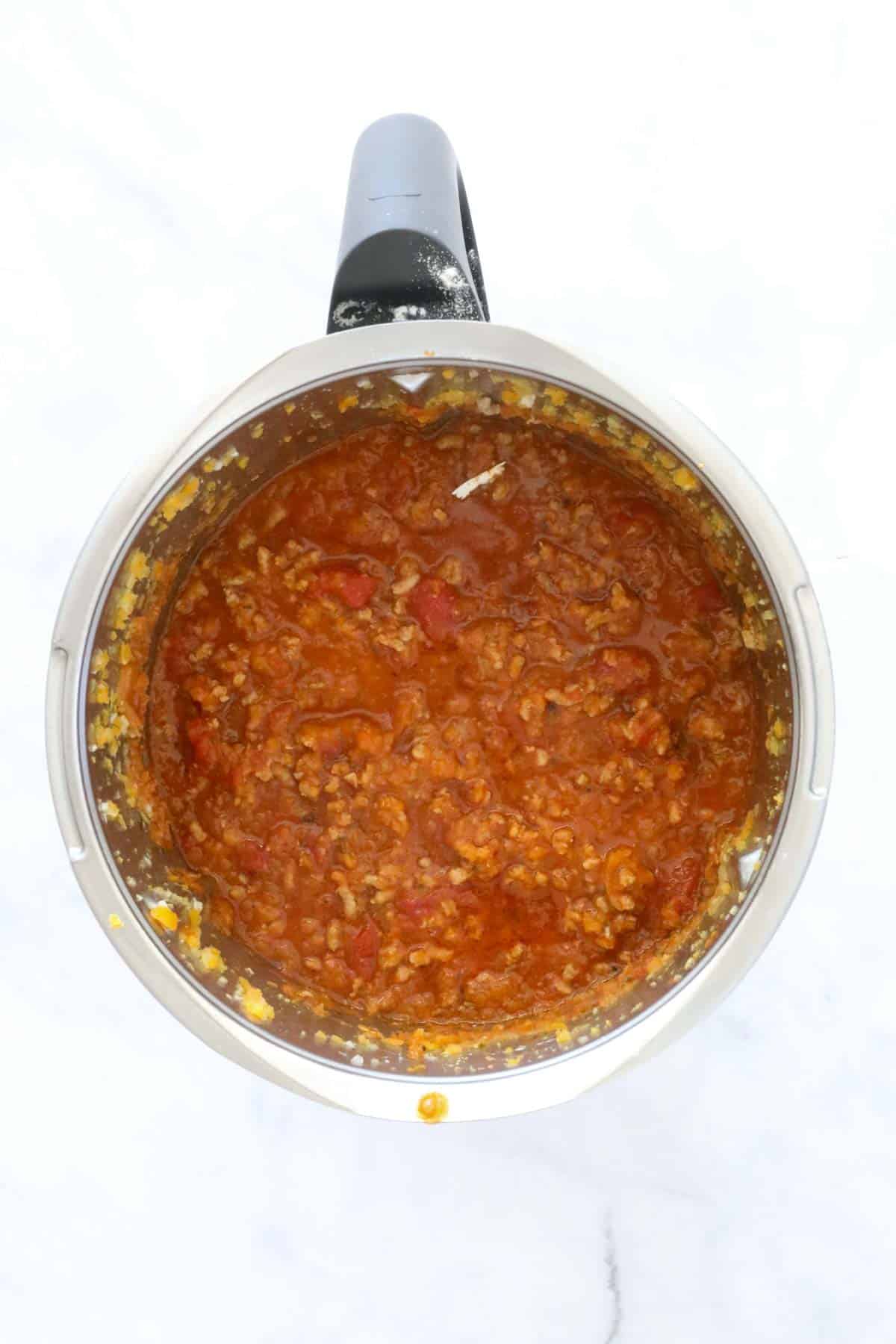 Bolognese sauce in a Thermomix.
