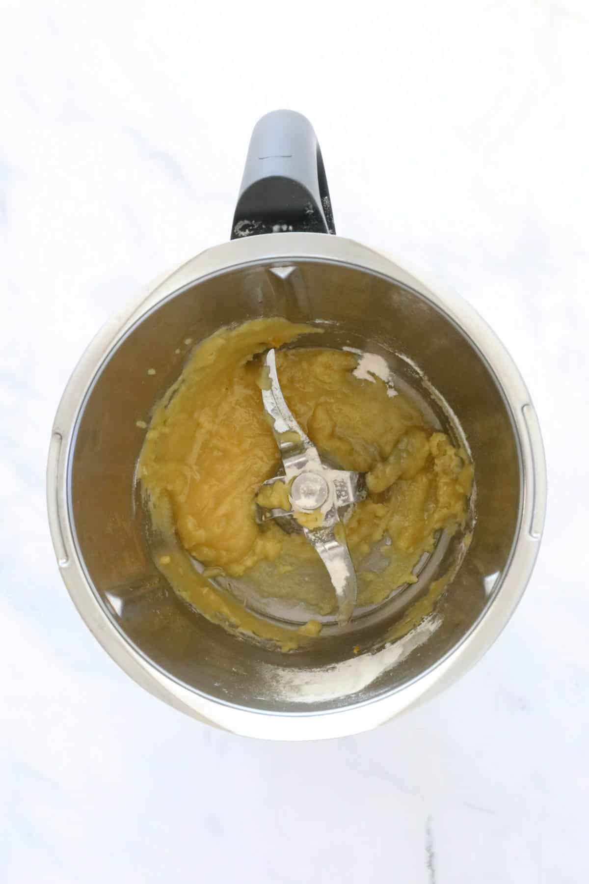 Butter and flour in a stainless bowl.