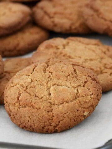 A stack of ginger nut cookies.