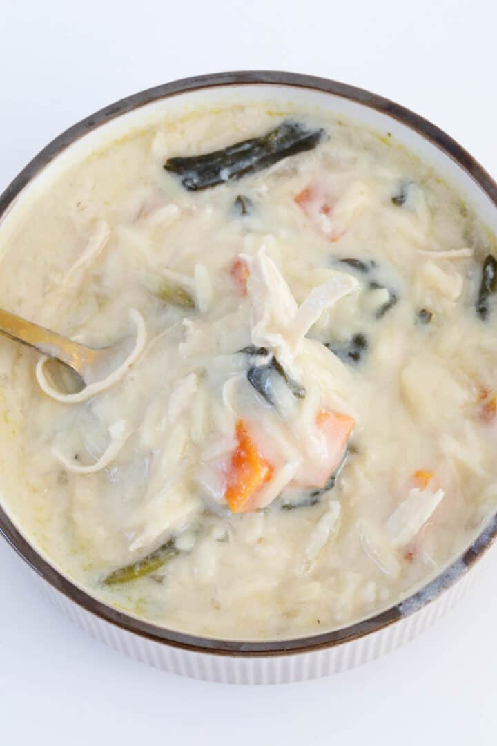 Creamy Greek Lemon Chicken Orzo Soup | 35 Minute Recipe - Bake Play Smile