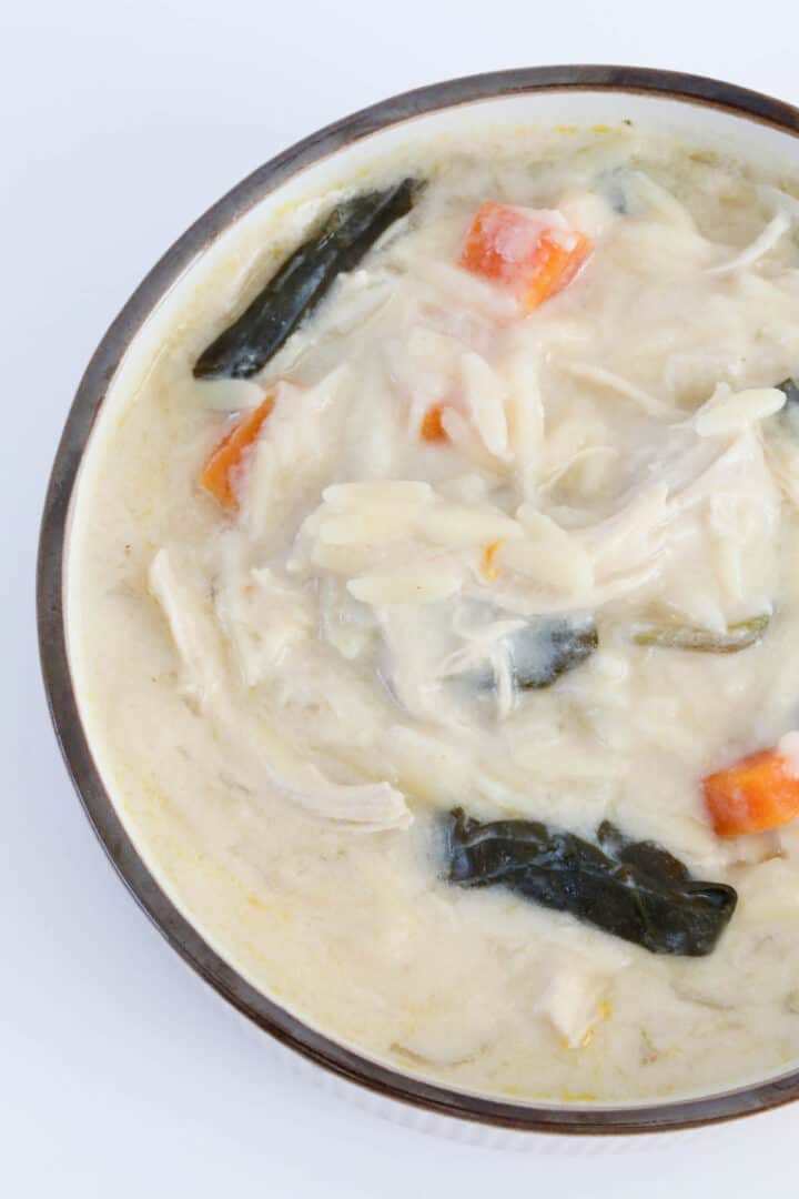 Creamy Greek Lemon Chicken Orzo Soup | 35 Minute Recipe - Bake Play Smile