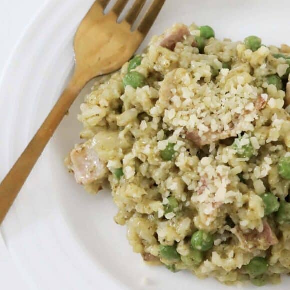 Bacon Pea and Pesto Risotto