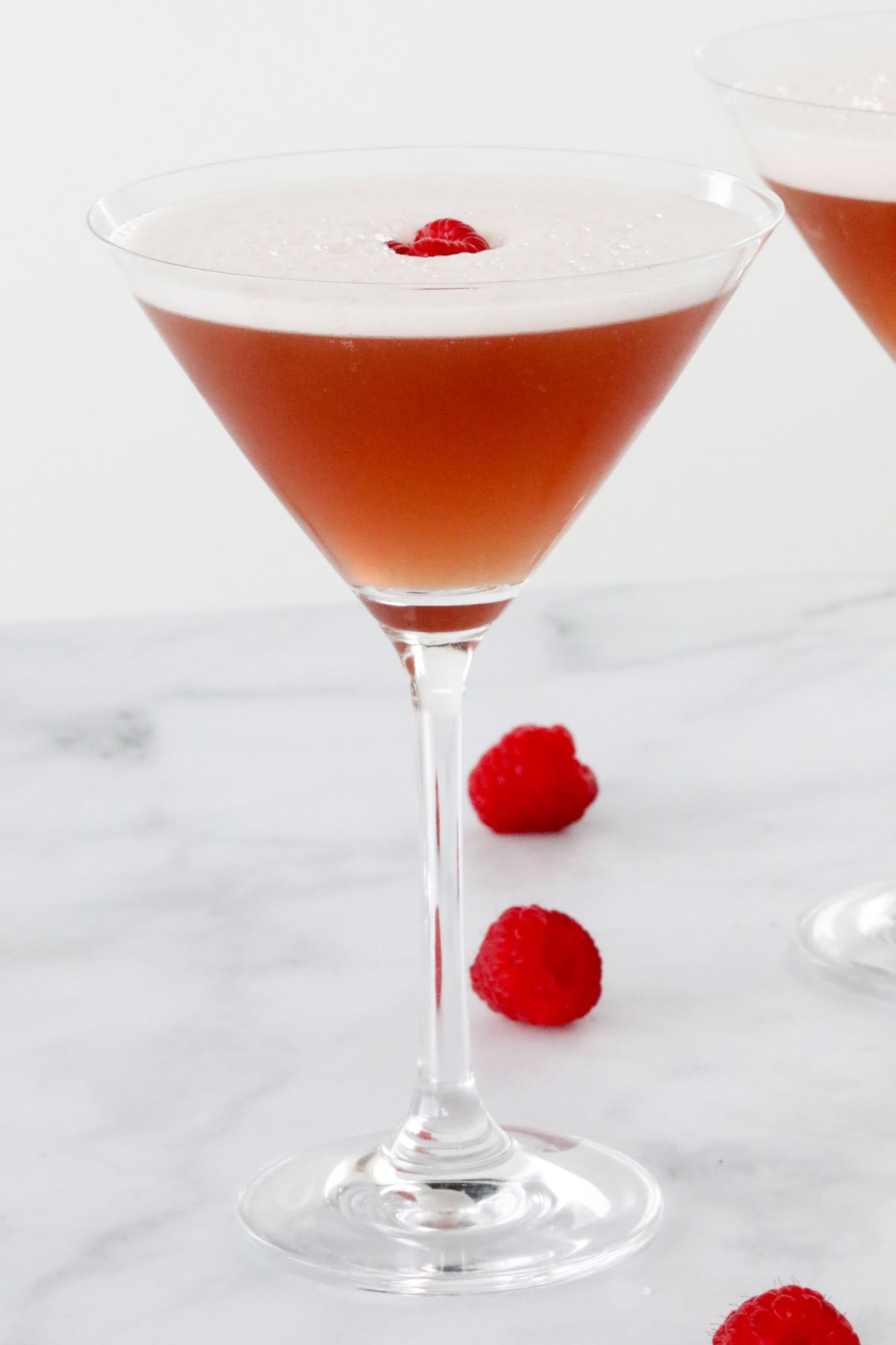 A cocktail glass filled with a french martini.