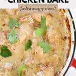A one pot creamy chicken dish, sprinkled with fresh parsley.