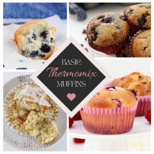 A collage of muffin flavours made using a Thermomix.