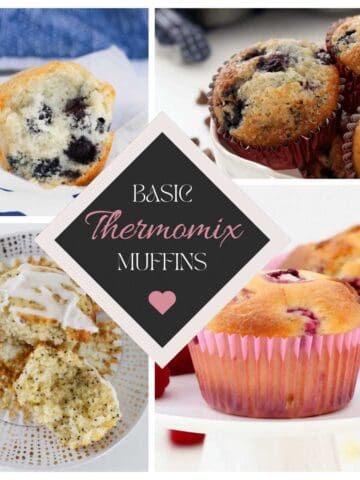 A collage of muffin flavours made using a Thermomix.