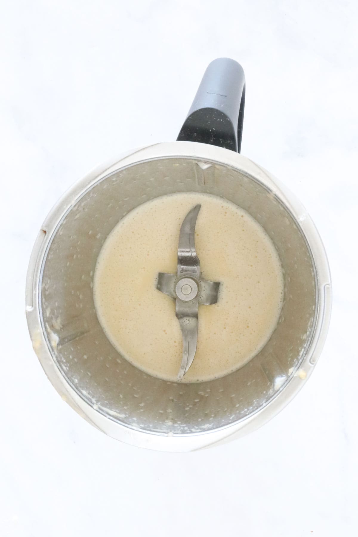 Creamy liquid in a Thermomix.