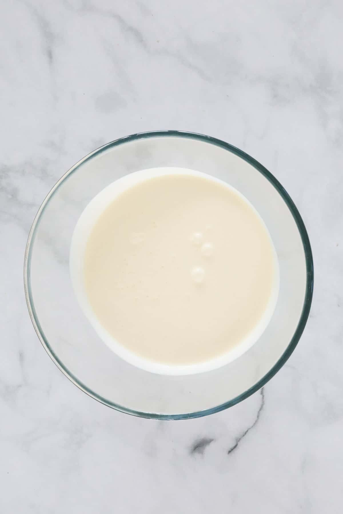 Thickened cream placed in a separate bowl.