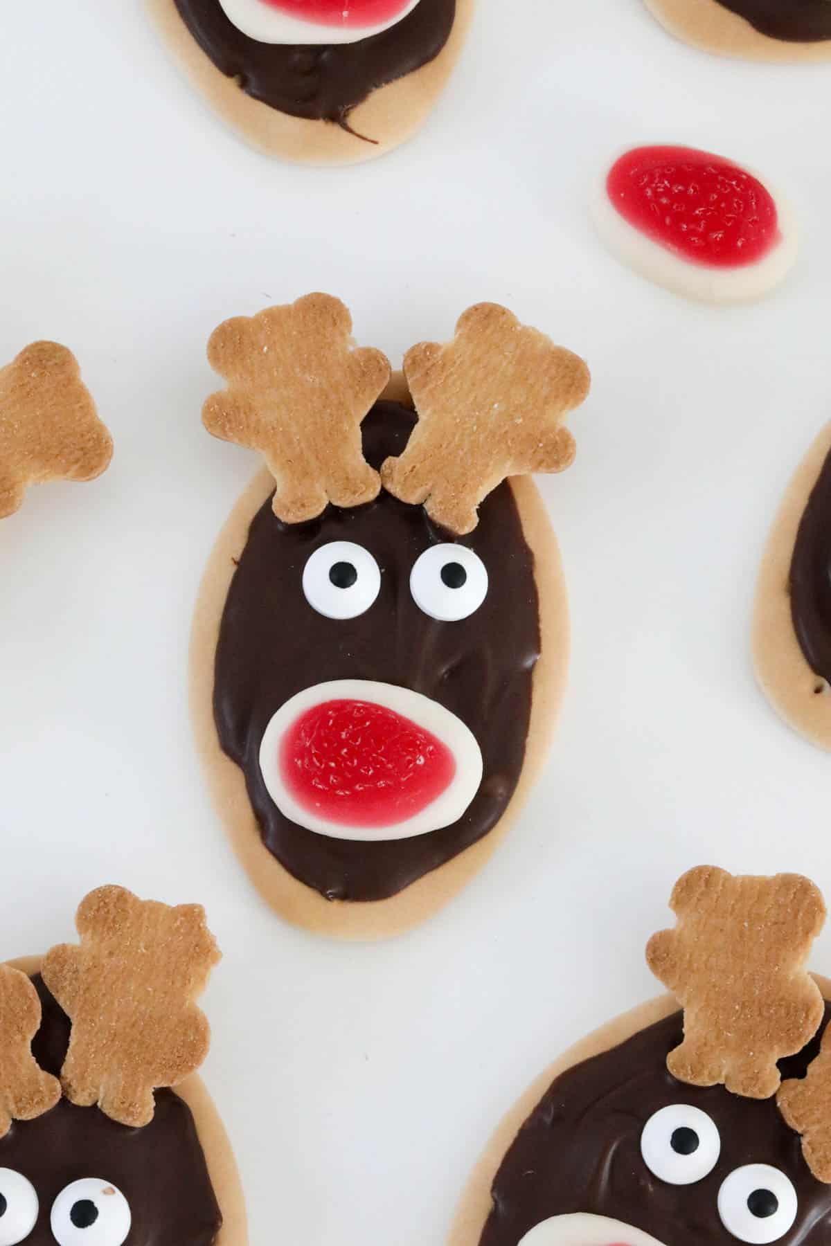 Reindeer biscuits on a white background