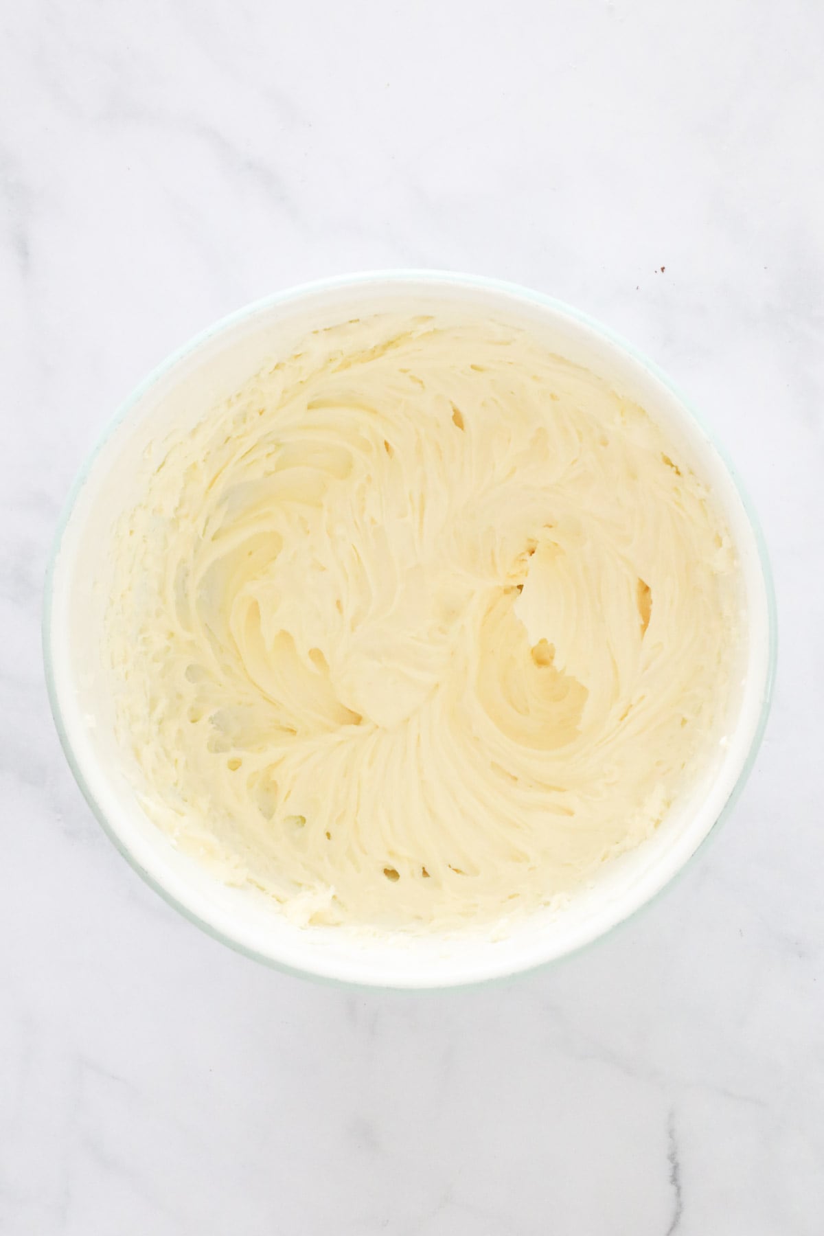 Cream lightly whipped in a mixing bowl.