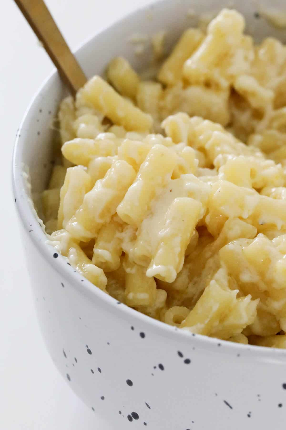 Creamy one pot mac and cheese served in a bowl.