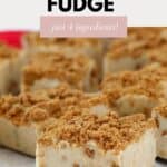 Squares of fudge with chopped cookies sprinkled over the top.
