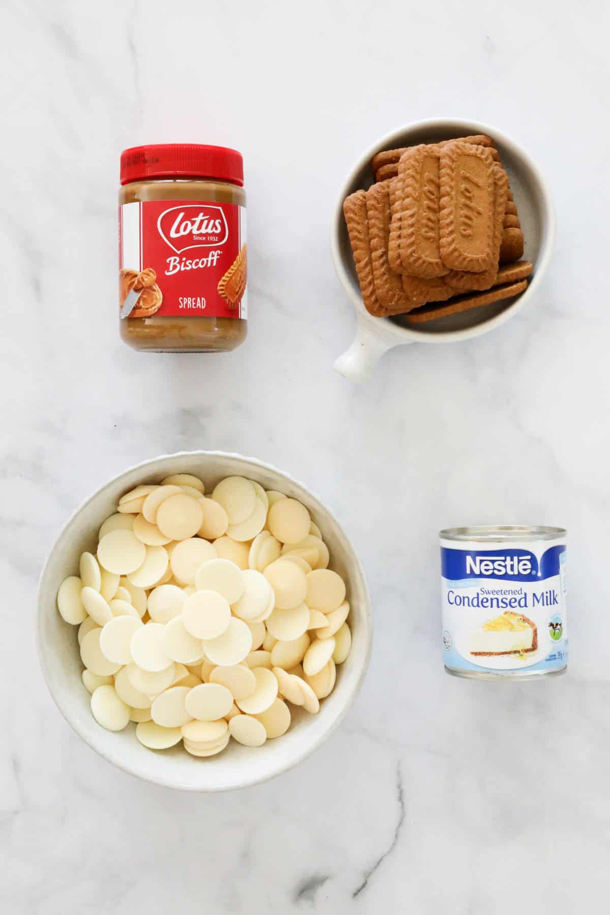 The four ingredients for Biscoff Fudge.