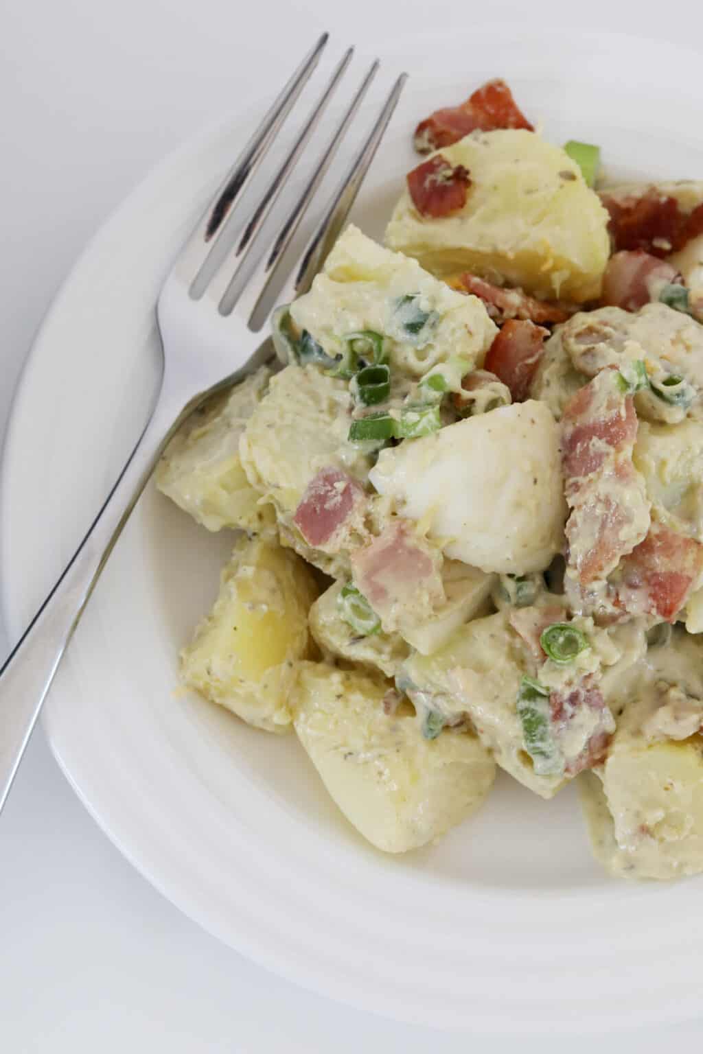 Creamy Pesto Potato Salad With Crispy Bacon - Bake Play Smile