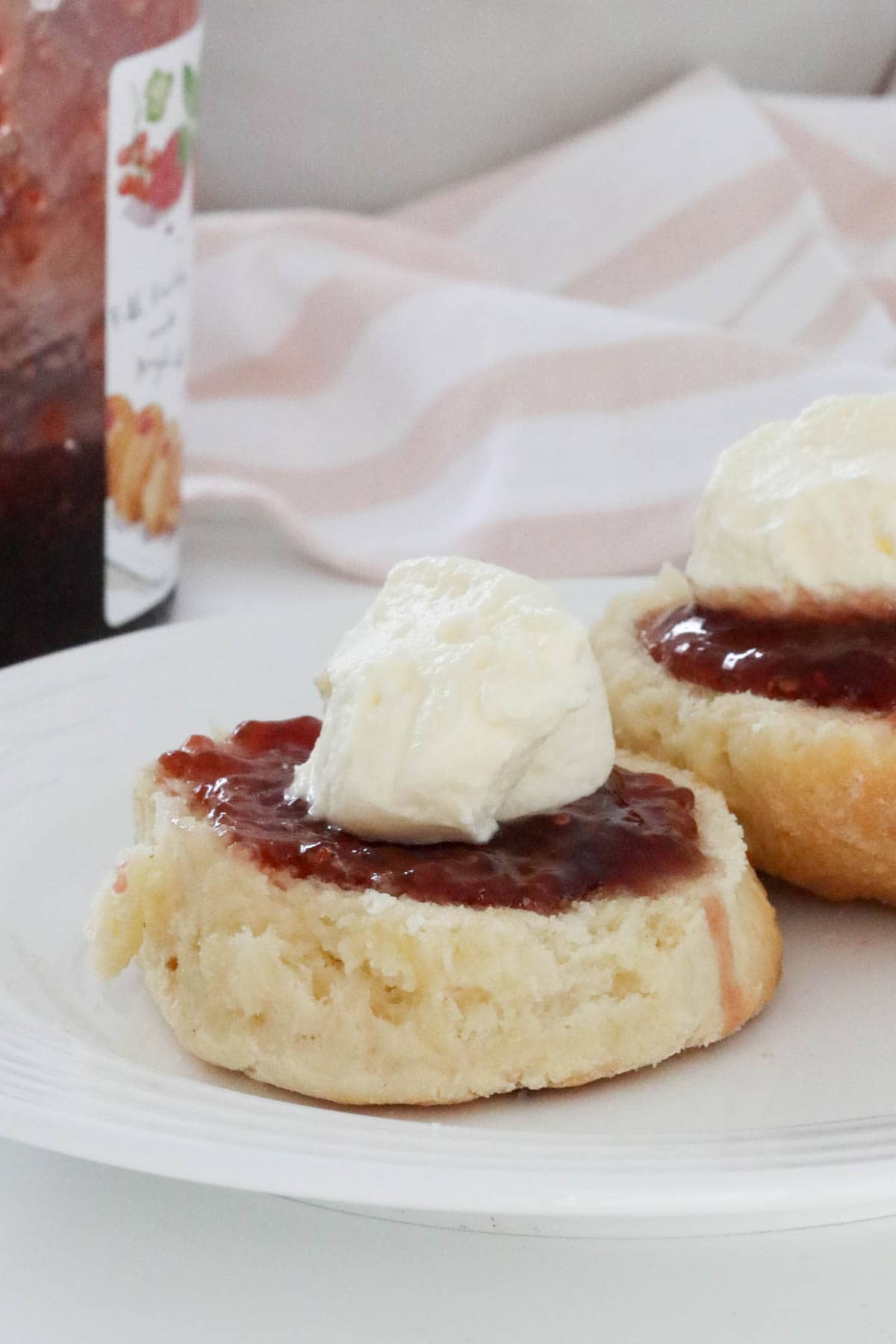 Classic scones with jam and cream.
