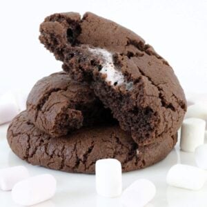 A gooey marshmallow filled chocolate cookie.