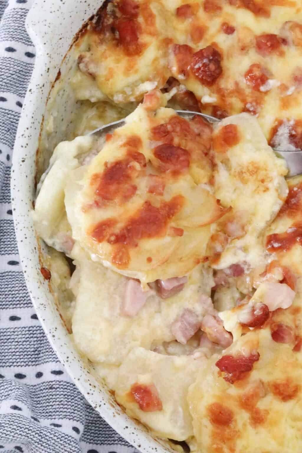 Creamy & Cheesy Potato And Bacon Bake - Bake Play Smile