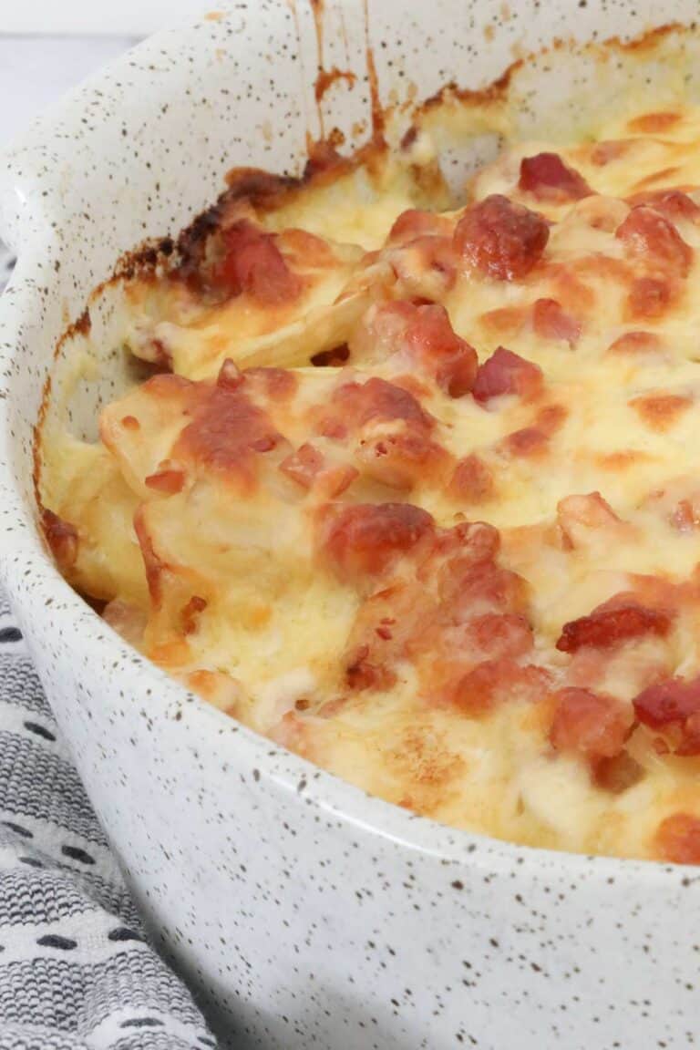 Creamy & Cheesy Potato And Bacon Bake - Bake Play Smile