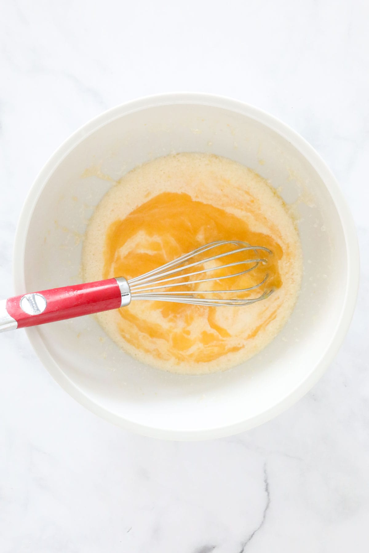 Buttermilk and lemon juice added to wet ingredients.