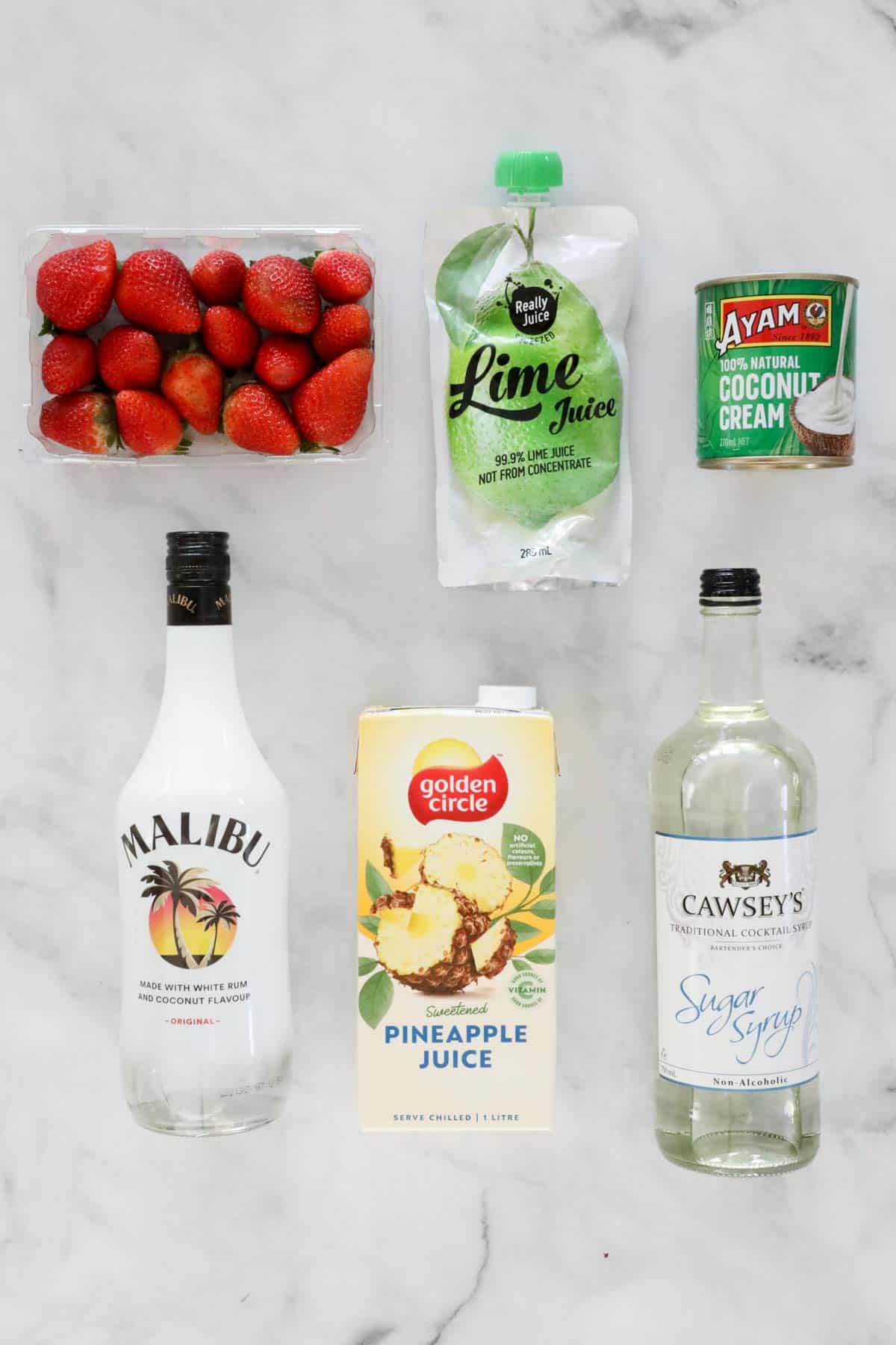 Ingredients needed to make the cocktail.