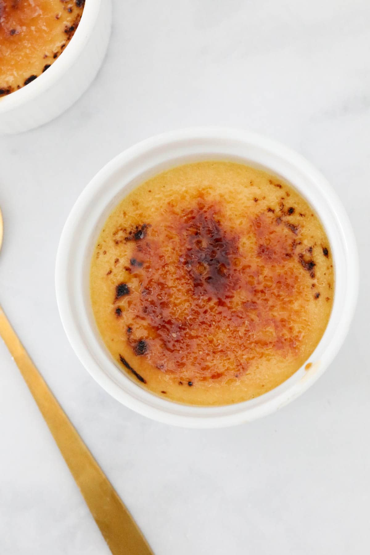 The finished creme brûlée with the caramelised sugar topping.