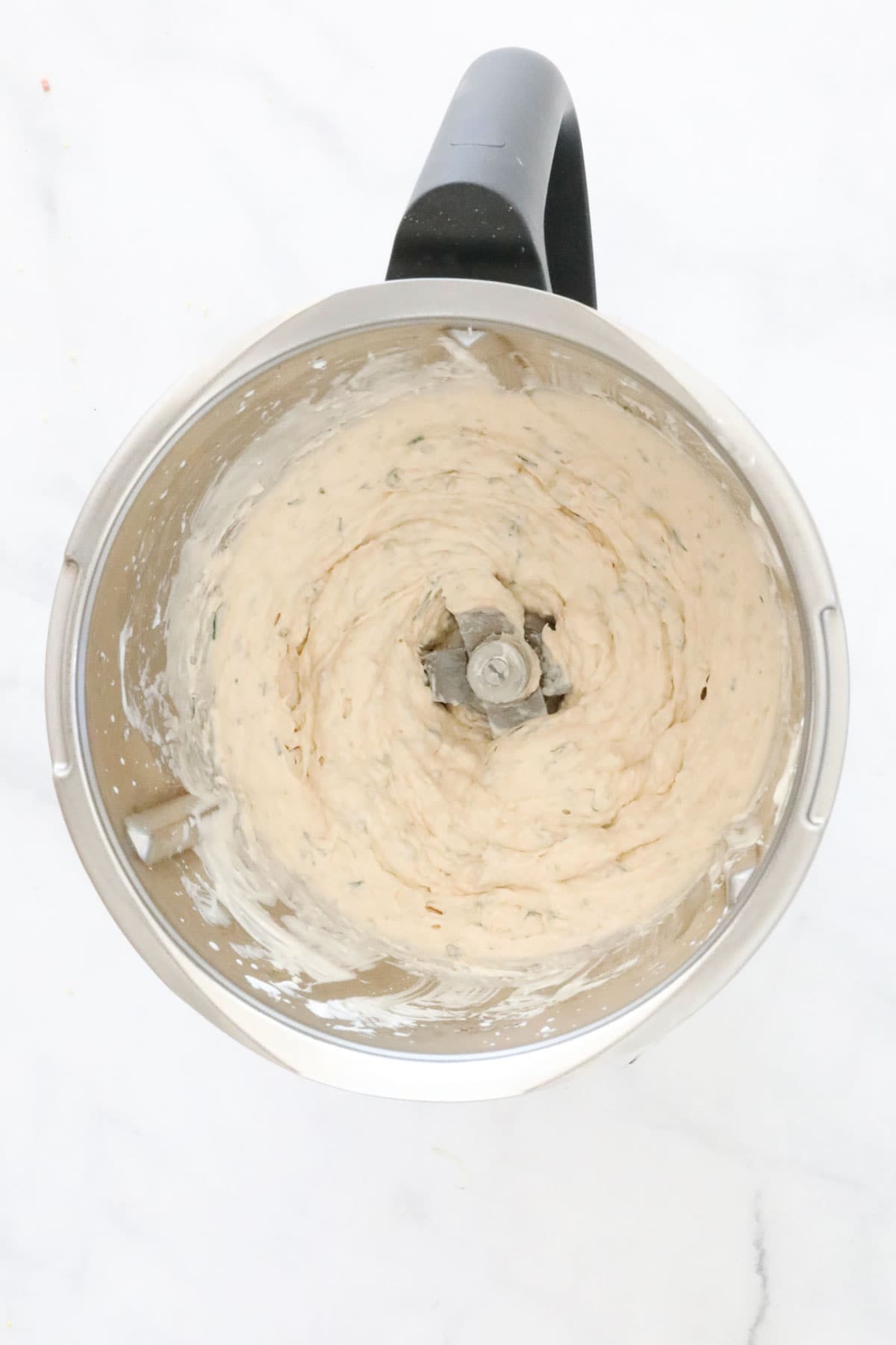 The blended dip in the blender.