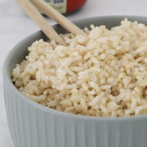A bowl of fluffy brown rice.