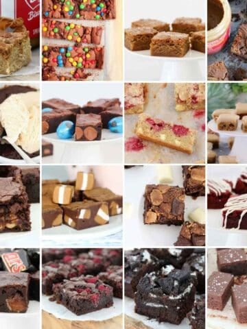 A collage of brownie and blondie recipes.