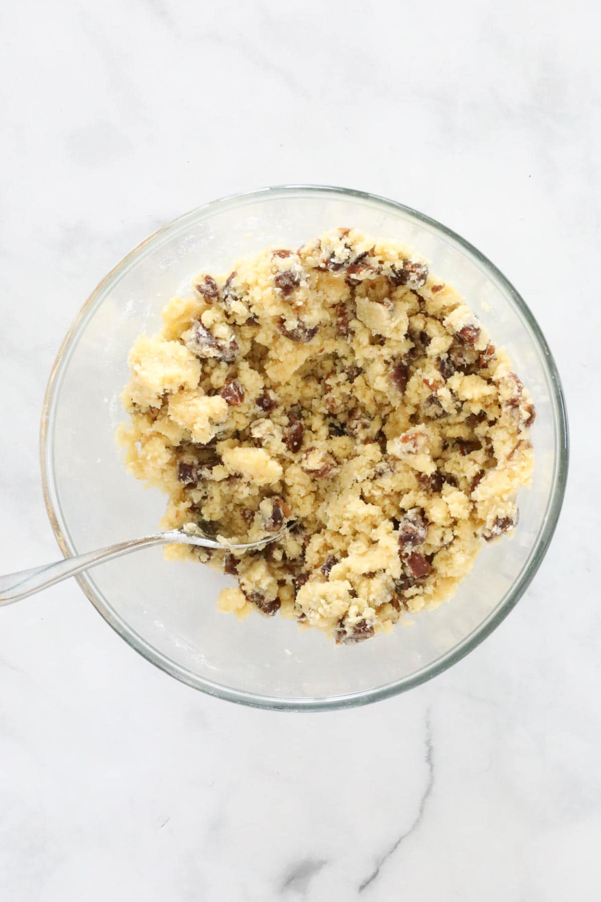 All slice ingredients mixed in a glass mixing bowl.