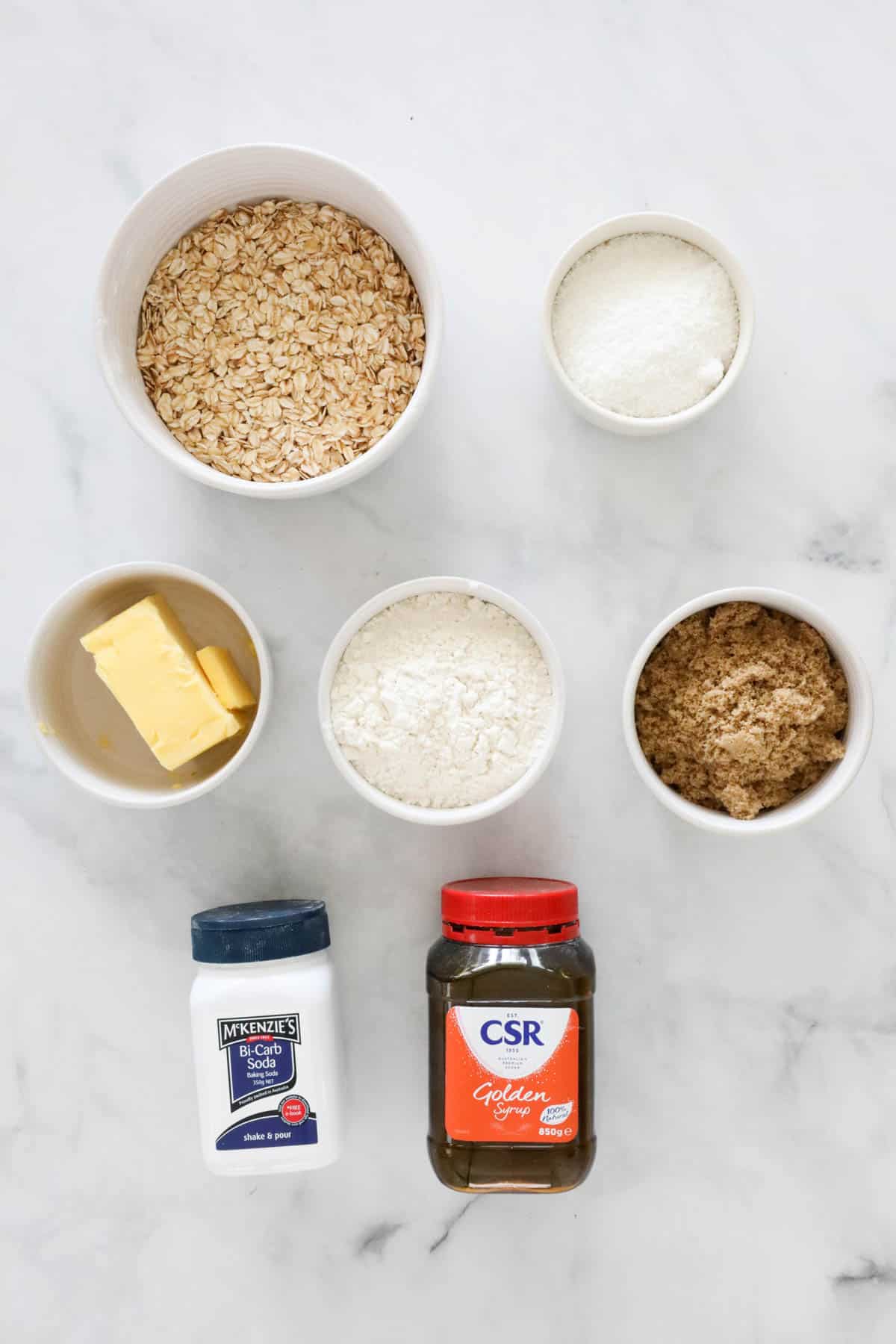 Ingredients laid out on a bench top.