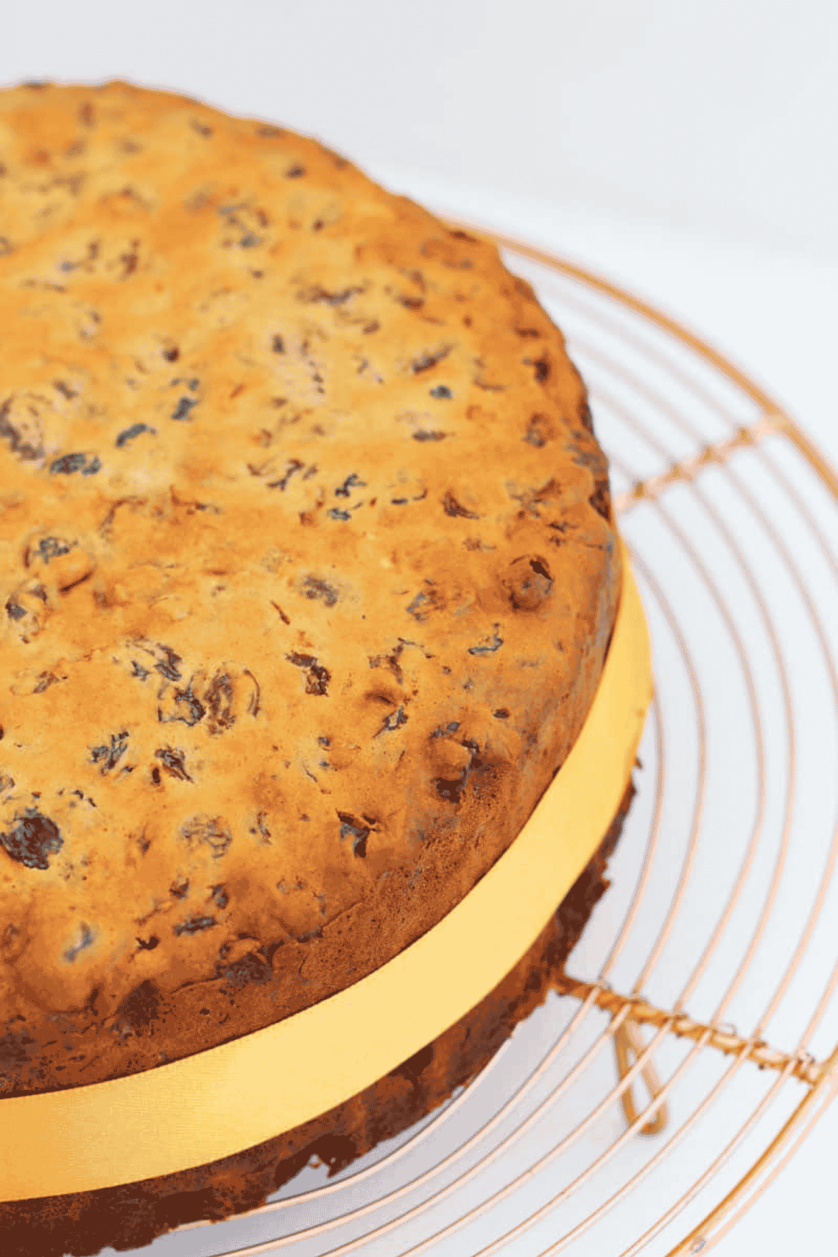 An overhead shot of a Christmas fruit cake.