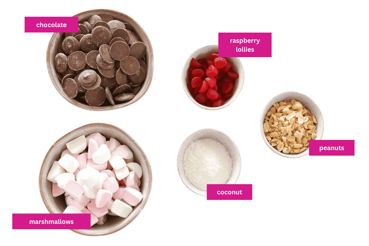 The ingredients for chocolate rocky road.