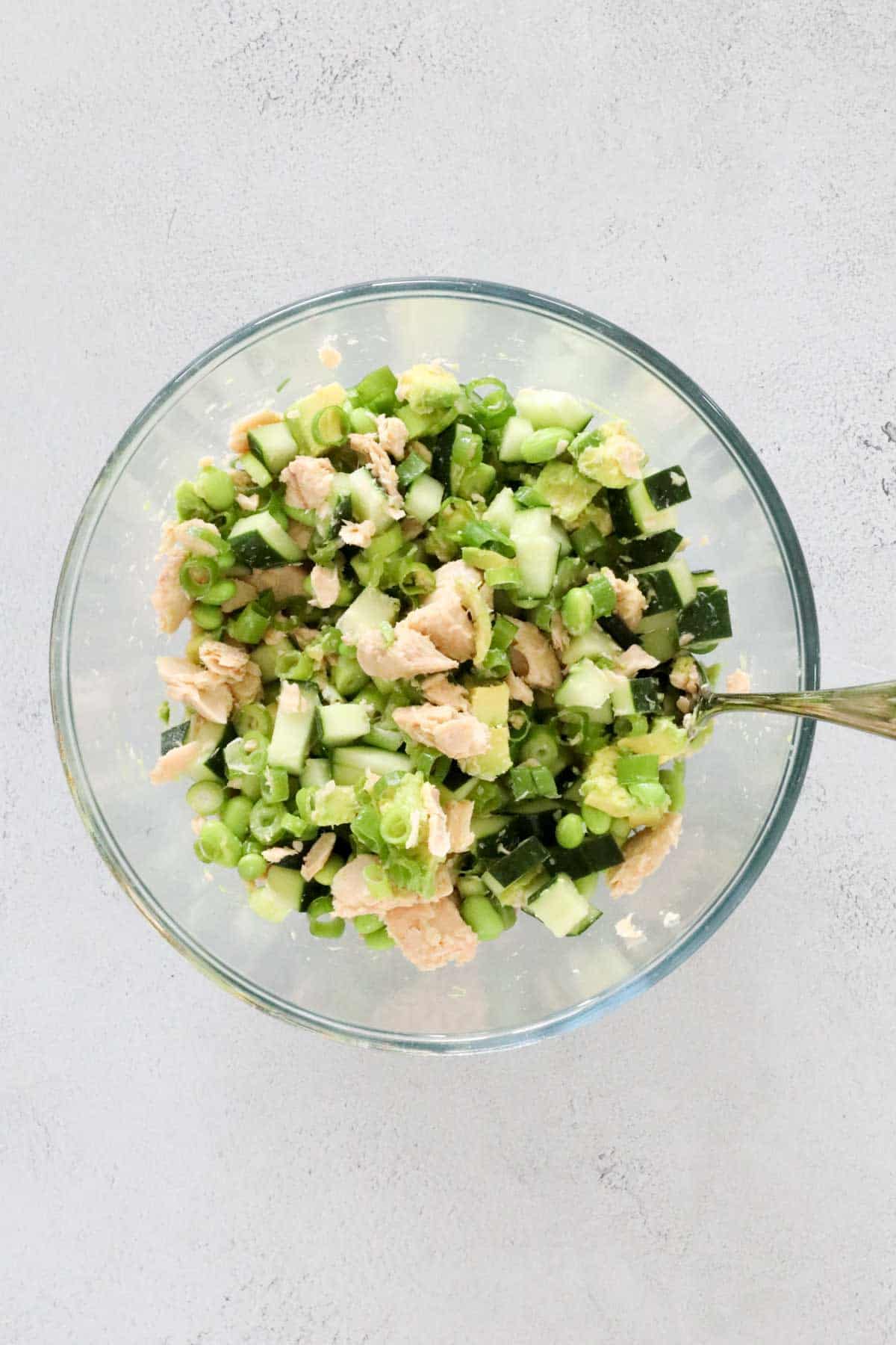 Salad ingredients in a bowl.