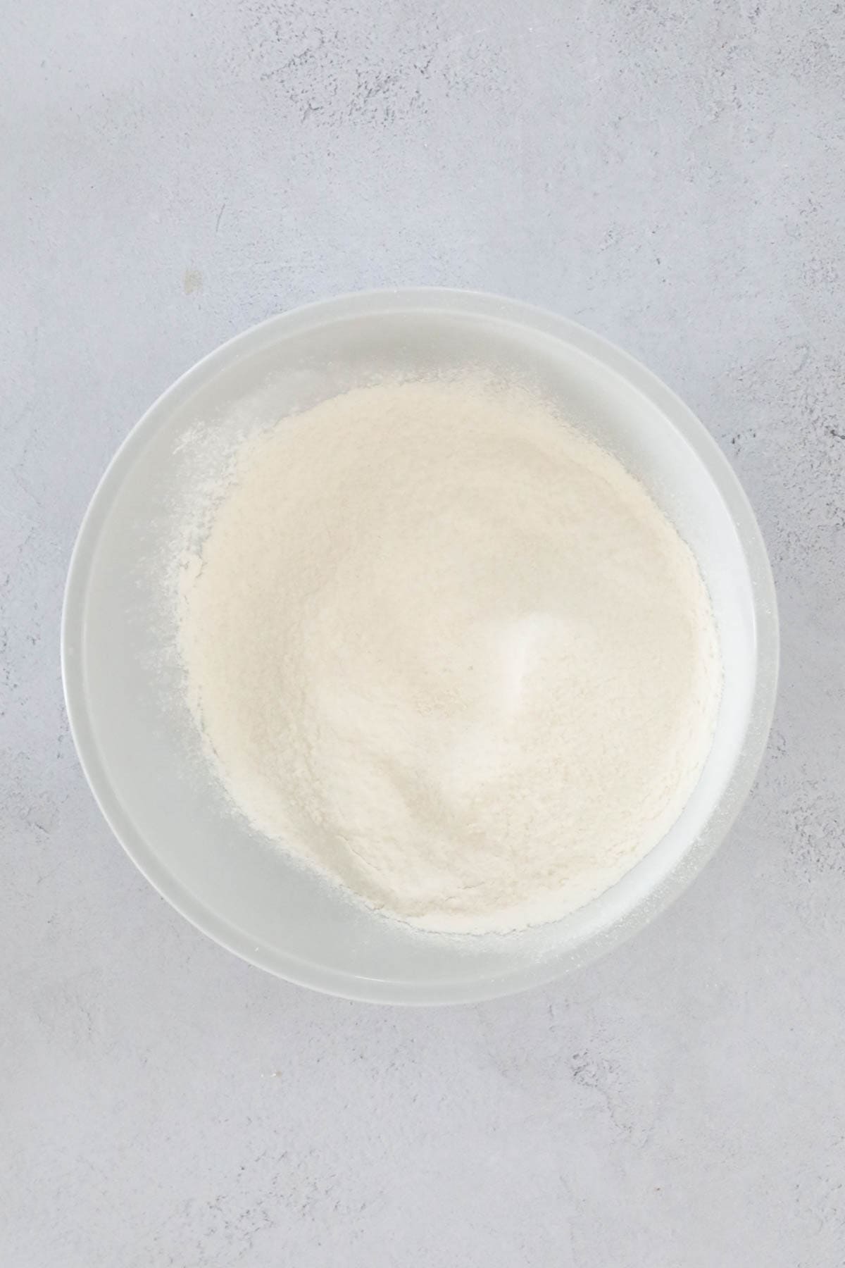 Sifted dry ingredients in a separate bowl.
