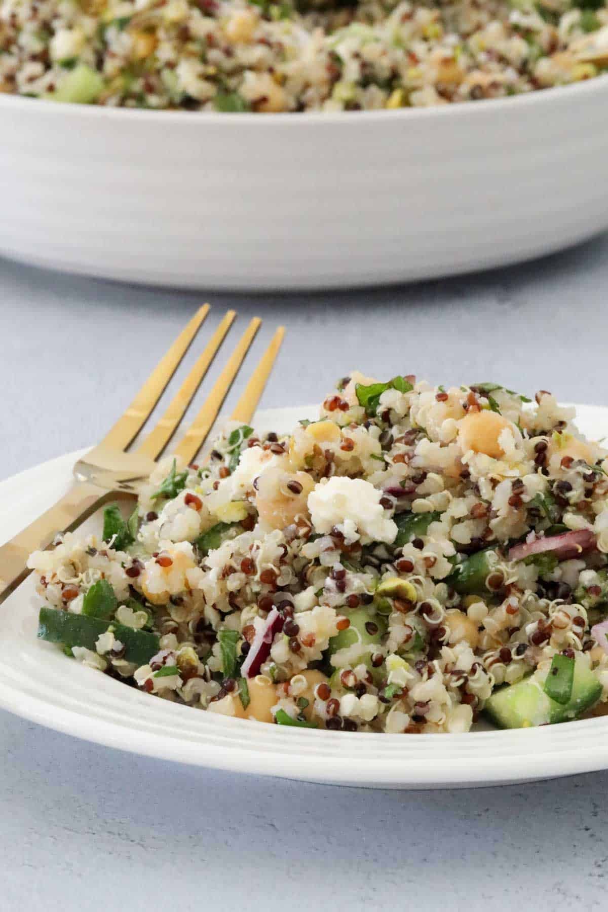 A plate of the famous Jennifer Aniston quinoa salad.