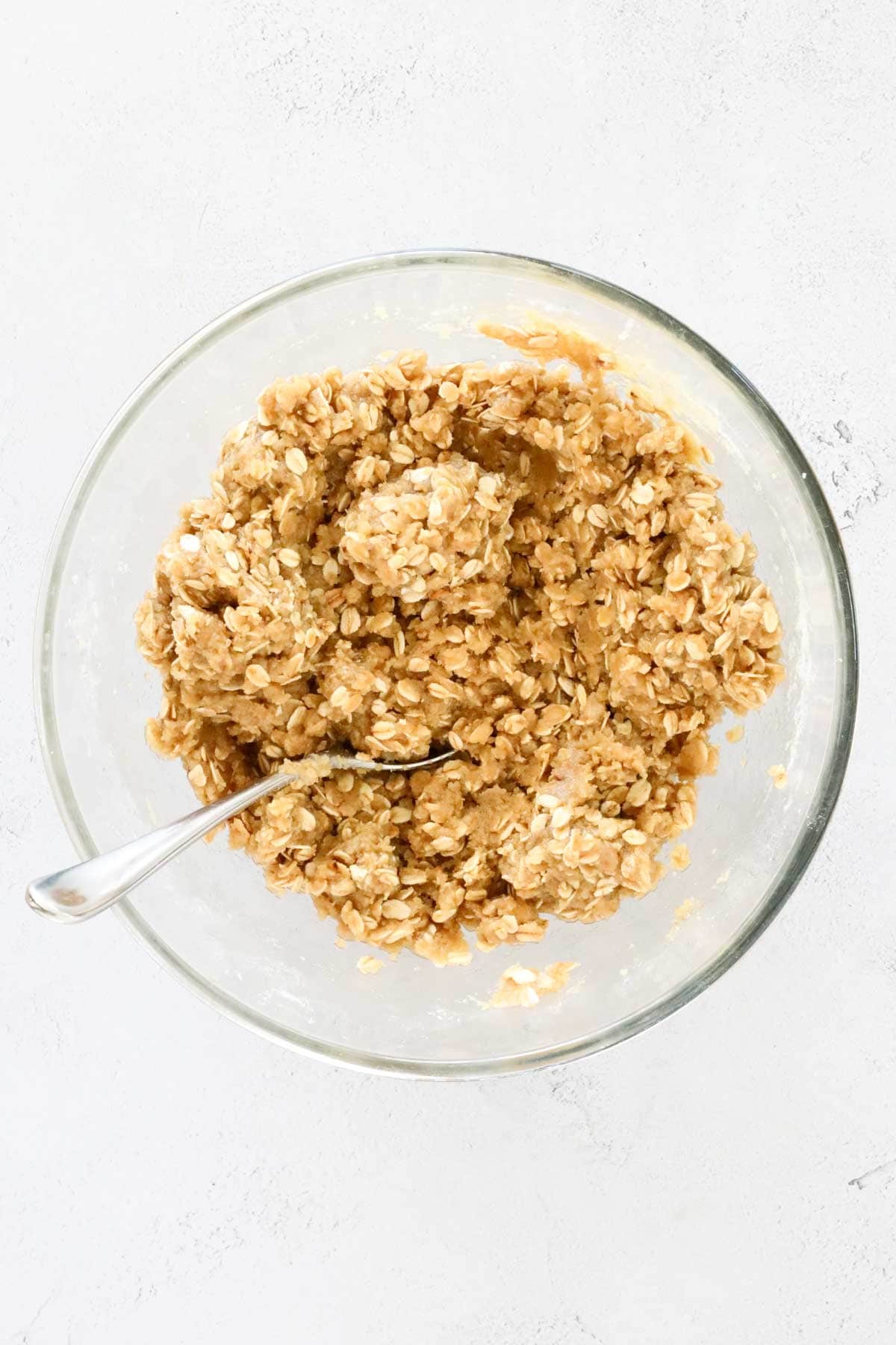 Crumble mixture in a bowl.