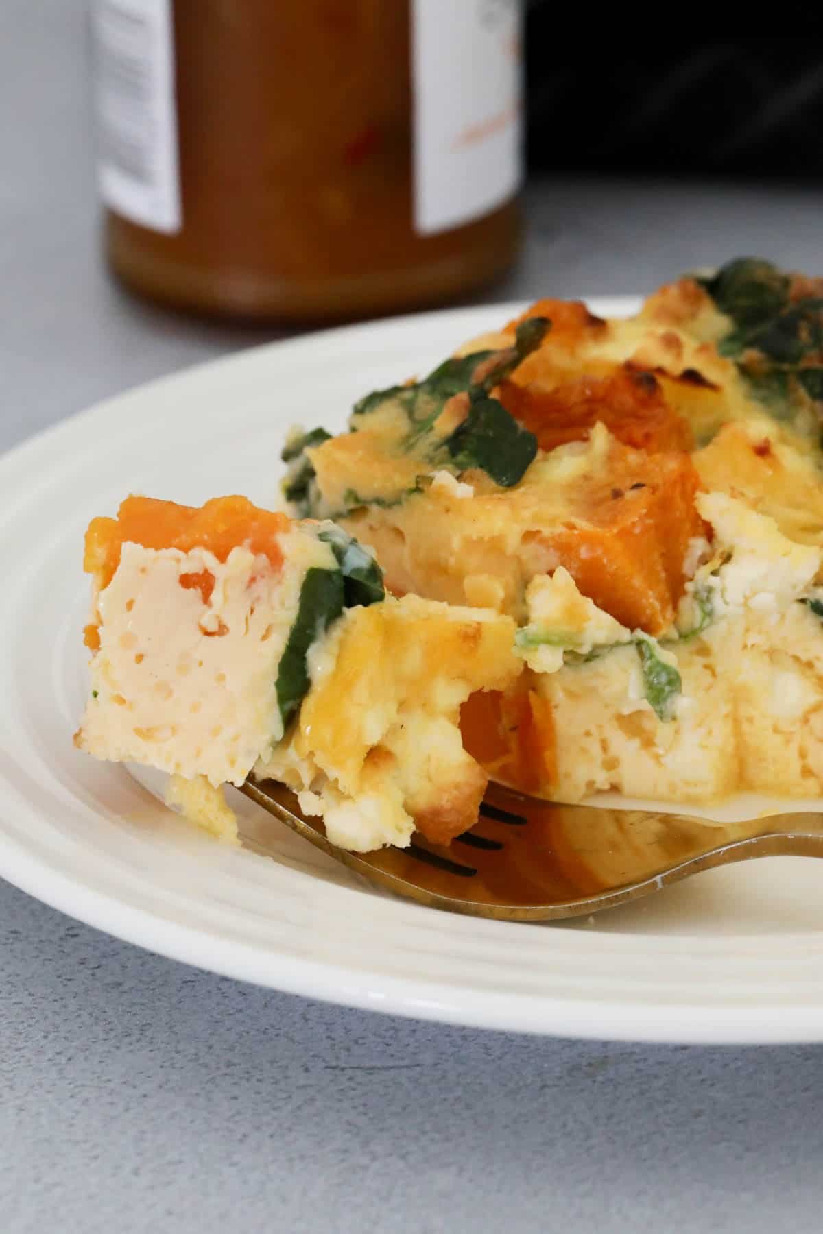 A close up of pumpkin frittata.