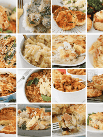 A collage of easy family dinner photos.