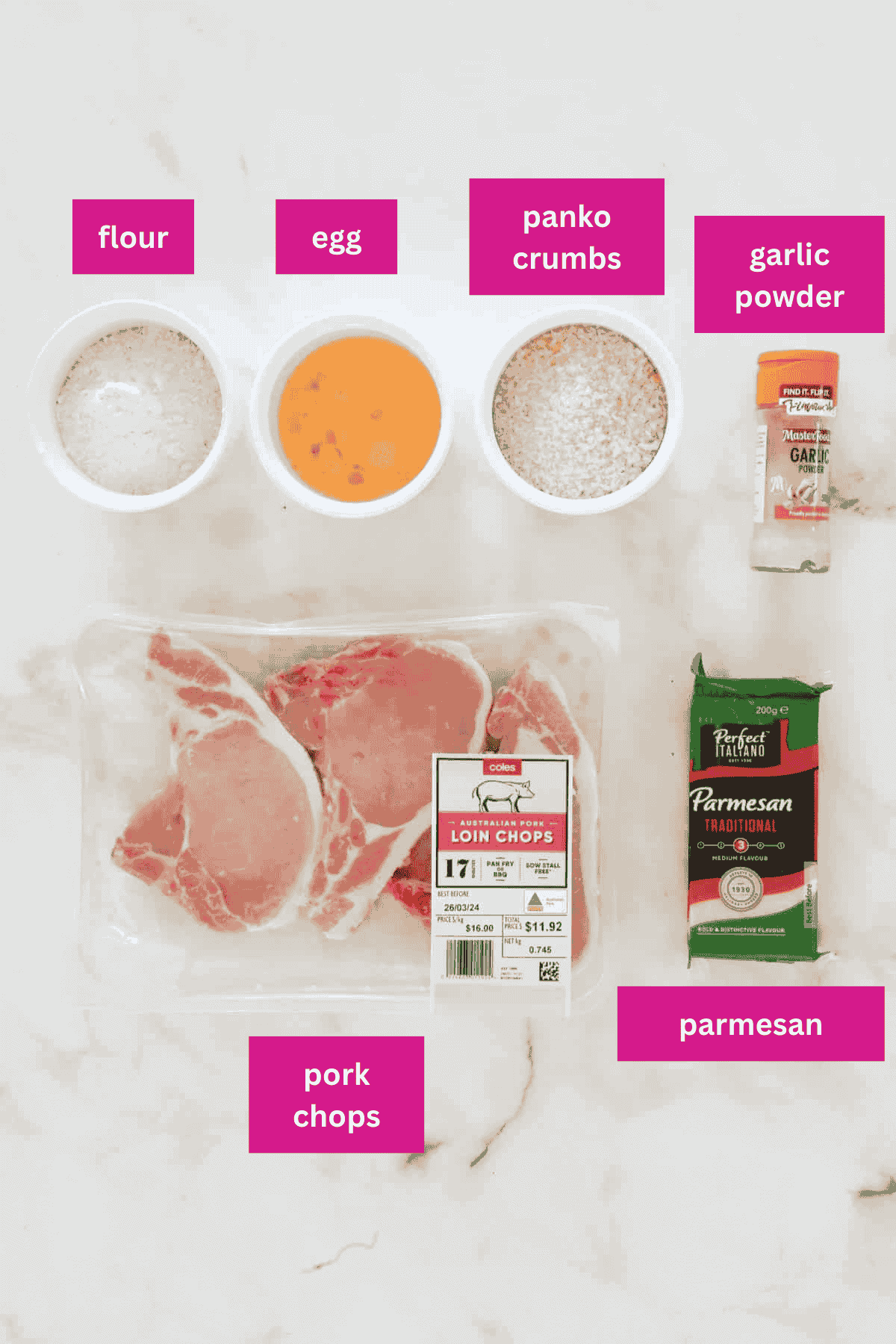The ingredients for air fryer pork chops.