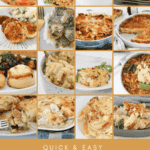 A collage of easy family dinner photos.